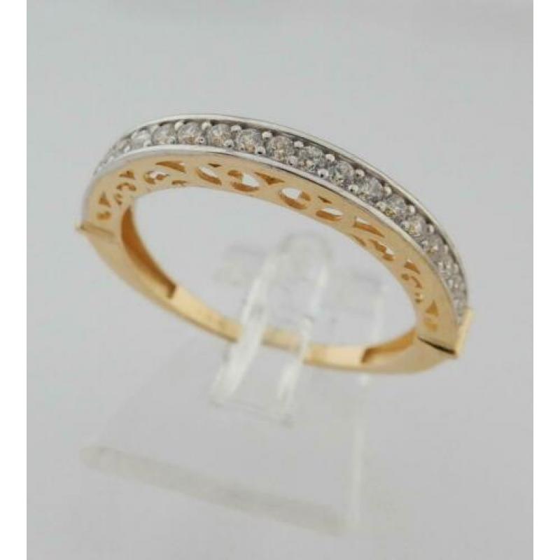 14 karaat Gouden Design Dames Ring met witte Saffieren