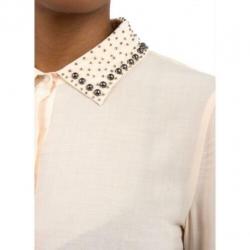 Maison Scotch & Soda witte bloes met kraaltjes op de kraag 3