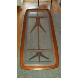 Italiaanse 'Cesara Lacca' Mid Century Salontafel hout/glas