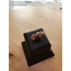 14k Bicolor dames ring maat 17.5 met zirkonia