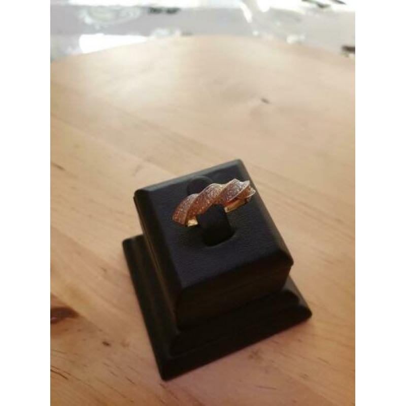 14k Bicolor dames ring maat 17.5 met zirkonia
