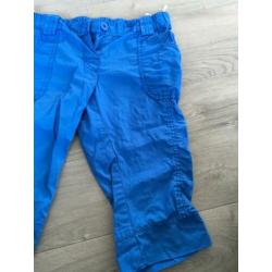 CAPRI / knie / kuit broek blauw mt 110 / 116 netjes D11