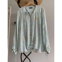 STINE GOYA blouse mint & goudprint mt S oversized!=M/L TIEN