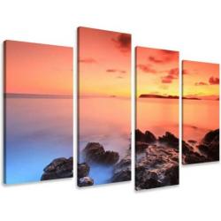 Canvas schilderij 4 luik Zonsondergang 130 x 80 cm