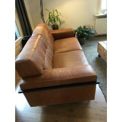 Industriële hippe bank leer/staal - 2 jr
