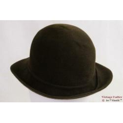 Vintage Dameshoed donker bruin fluweel 54 = XS