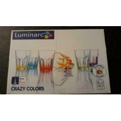 LUMINARC glazen CRAZY COLORS nieuw in doos