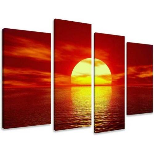 Canvas schilderij 4 luik Zonsondergang 130 x 80 cm