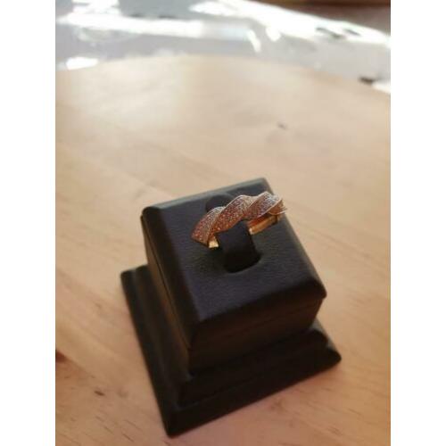14k Bicolor dames ring maat 17.5 met zirkonia