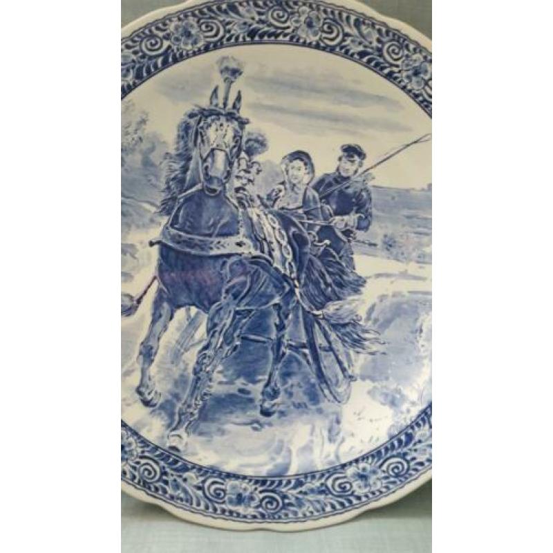 Oud Delfts blauw wandbord (39 cm) +- 1950
