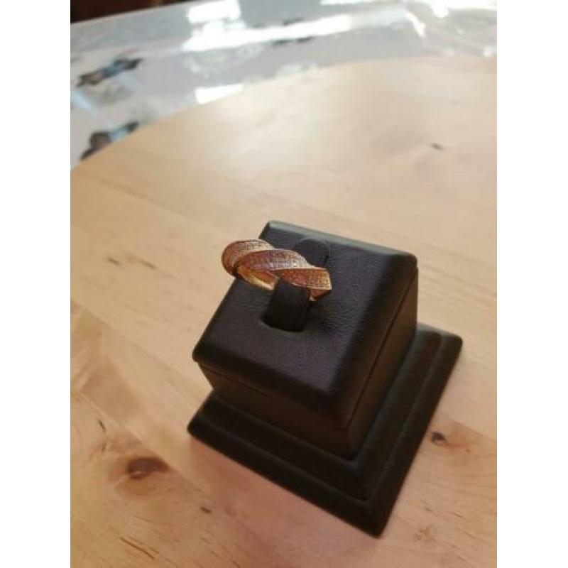 14k Bicolor dames ring maat 17.5 met zirkonia