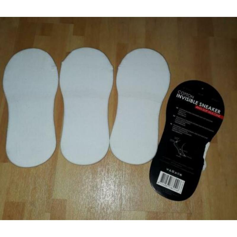 3 Pak Sneakersokken Sneaker Sokken Wit Anti Slip Nieuw