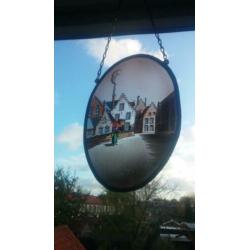 Schitterende antieke raamhanger, mooi glas in lood.