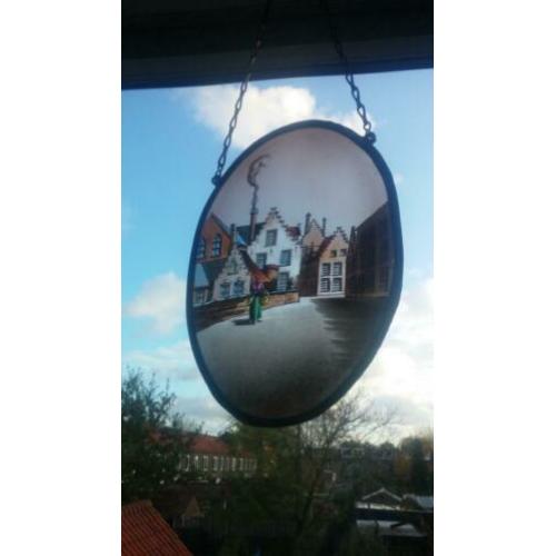 Schitterende antieke raamhanger, mooi glas in lood.