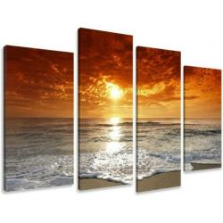 Canvas schilderij 4 luik Zonsondergang 130 x 80 cm