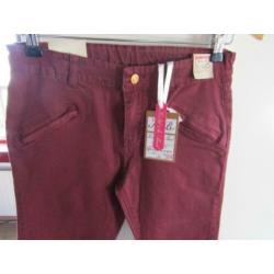 D1833 Knot So Bad S nieuw label skinny jeans wijnrood ritsje
