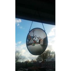 Schitterende antieke raamhanger, mooi glas in lood.