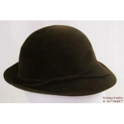 Vintage Dameshoed donker bruin fluweel 54 = XS