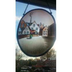 Schitterende antieke raamhanger, mooi glas in lood.