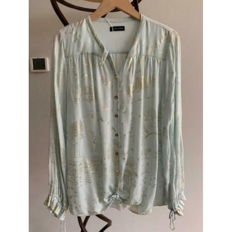 STINE GOYA blouse mint & goudprint mt S oversized!=M/L TIEN