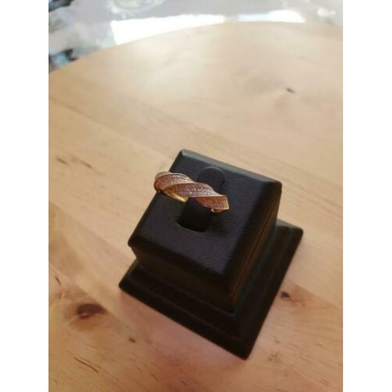 14k Bicolor dames ring maat 17.5 met zirkonia