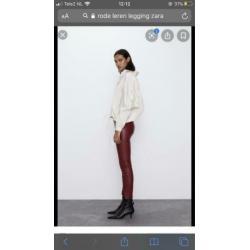 Rode leren broek/legging Zara