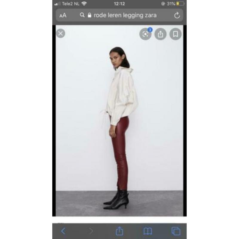 Rode leren broek/legging Zara