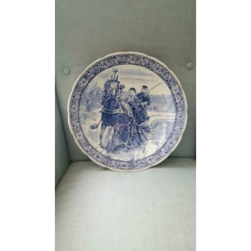 Oud Delfts blauw wandbord (39 cm) +- 1950