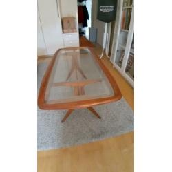 Italiaanse 'Cesara Lacca' Mid Century Salontafel hout/glas
