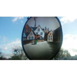 Schitterende antieke raamhanger, mooi glas in lood.