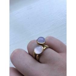 2 Melano ringen twisted inclusief 2 zettingen (edelsteen)