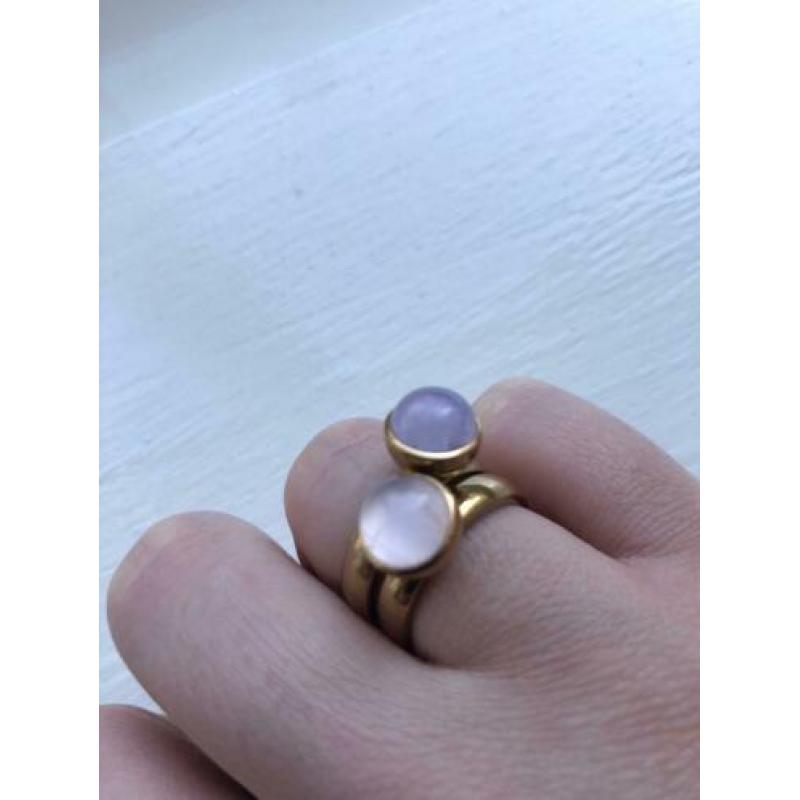 2 Melano ringen twisted inclusief 2 zettingen (edelsteen)