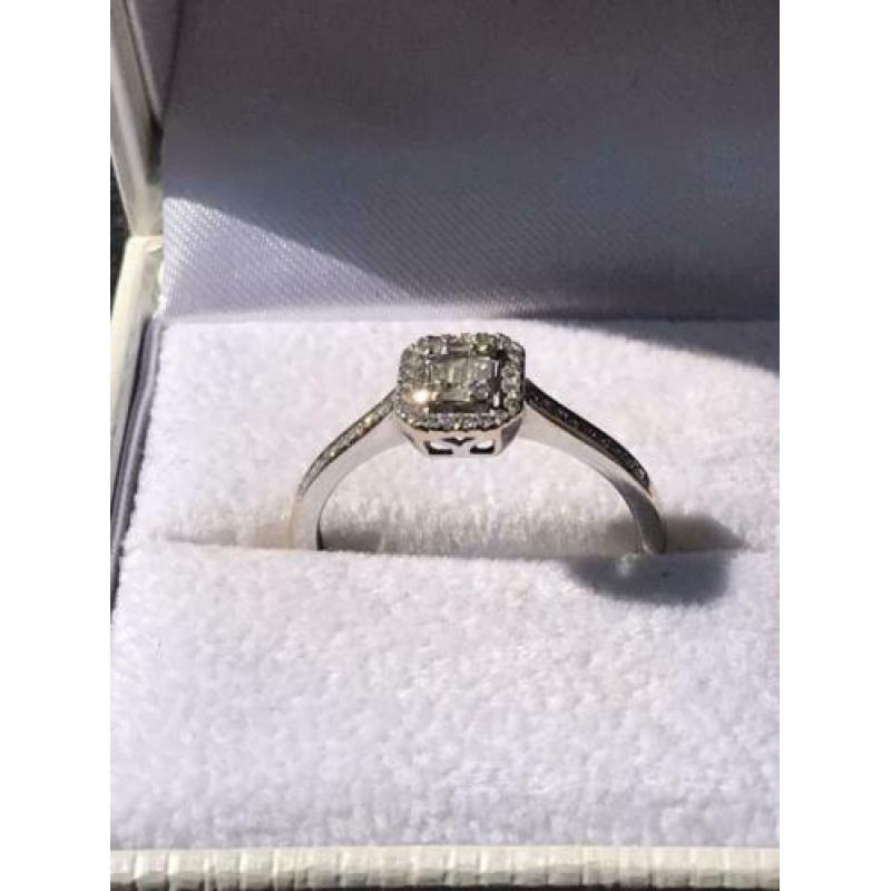14 Krt. Witgouden Entourage ring met diamanten