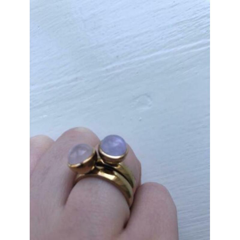 2 Melano ringen twisted inclusief 2 zettingen (edelsteen)