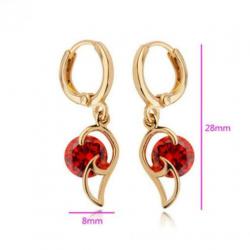 Oorhangers 18k creolen goud met robijn zirkonia hanger,goudg