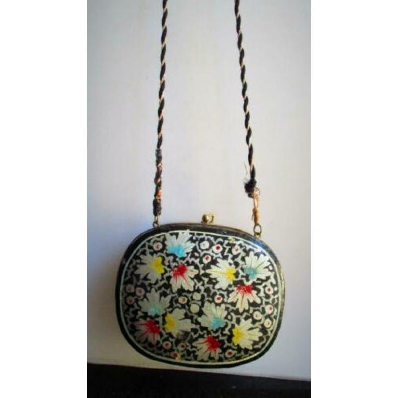 Retro Handbeschilderd Tasje~Tas~Handtas~Handtasje~Damestas