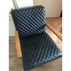 Industriële fauteuil, blauw leder,