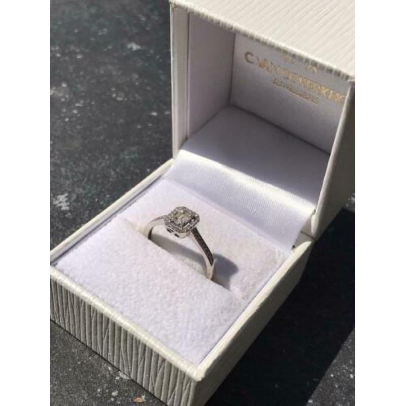 14 Krt. Witgouden Entourage ring met diamanten