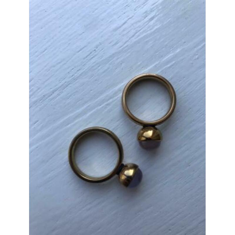 2 Melano ringen twisted inclusief 2 zettingen (edelsteen)
