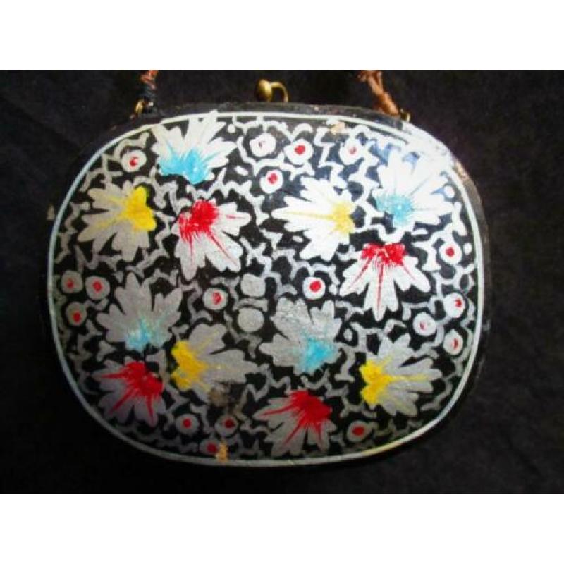 Retro Handbeschilderd Tasje~Tas~Handtas~Handtasje~Damestas