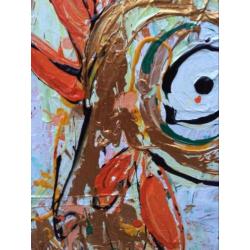 Groot kunst abstract. Gouden kip