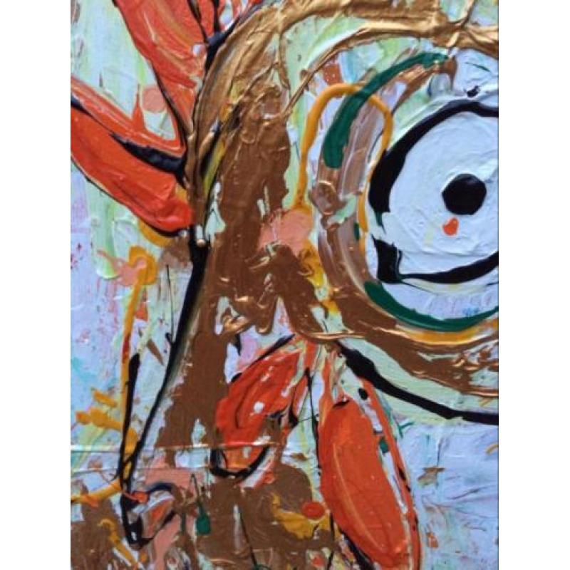 Groot kunst abstract. Gouden kip