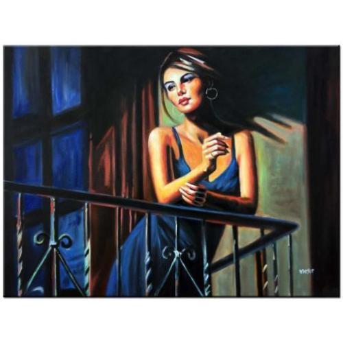 d724 Dame olieverf schilderij 120x90cm