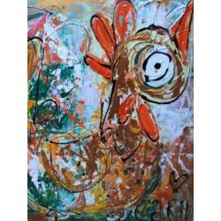 Groot kunst abstract. Gouden kip