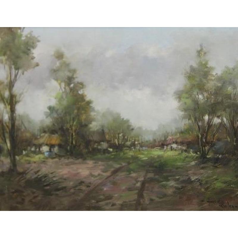 Harrie Koolen 1904-1985 Boerenerf met Boerderijen