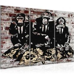 Nieuw schilderij 3 luik Banksy - Bankroof Apen 130 x 80 cm