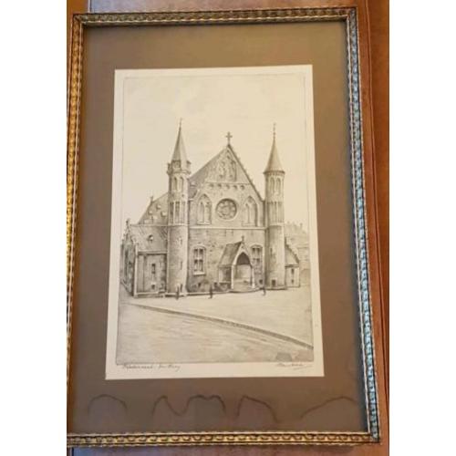 Unieke Tekening Ridderzaal Den Haag Hans Berk ong. 1920.