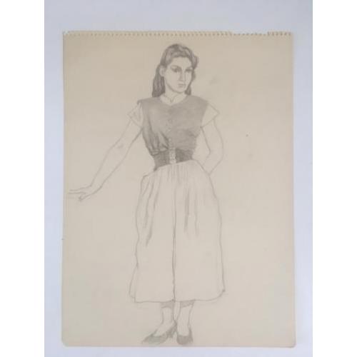 Portret van een vrouw potlood op papier