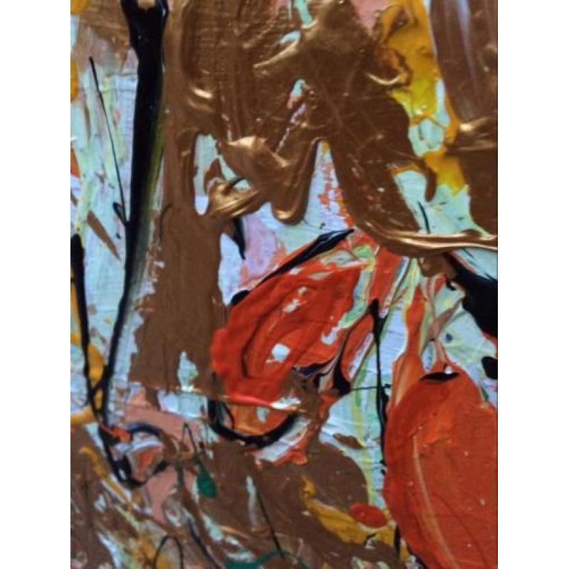 Groot kunst abstract. Gouden kip