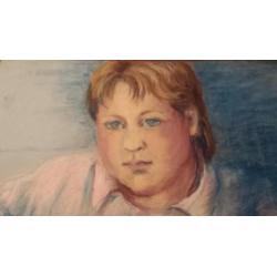 Mooie krijt tekening Carla van Leeuwen 1987 wie herkent het?